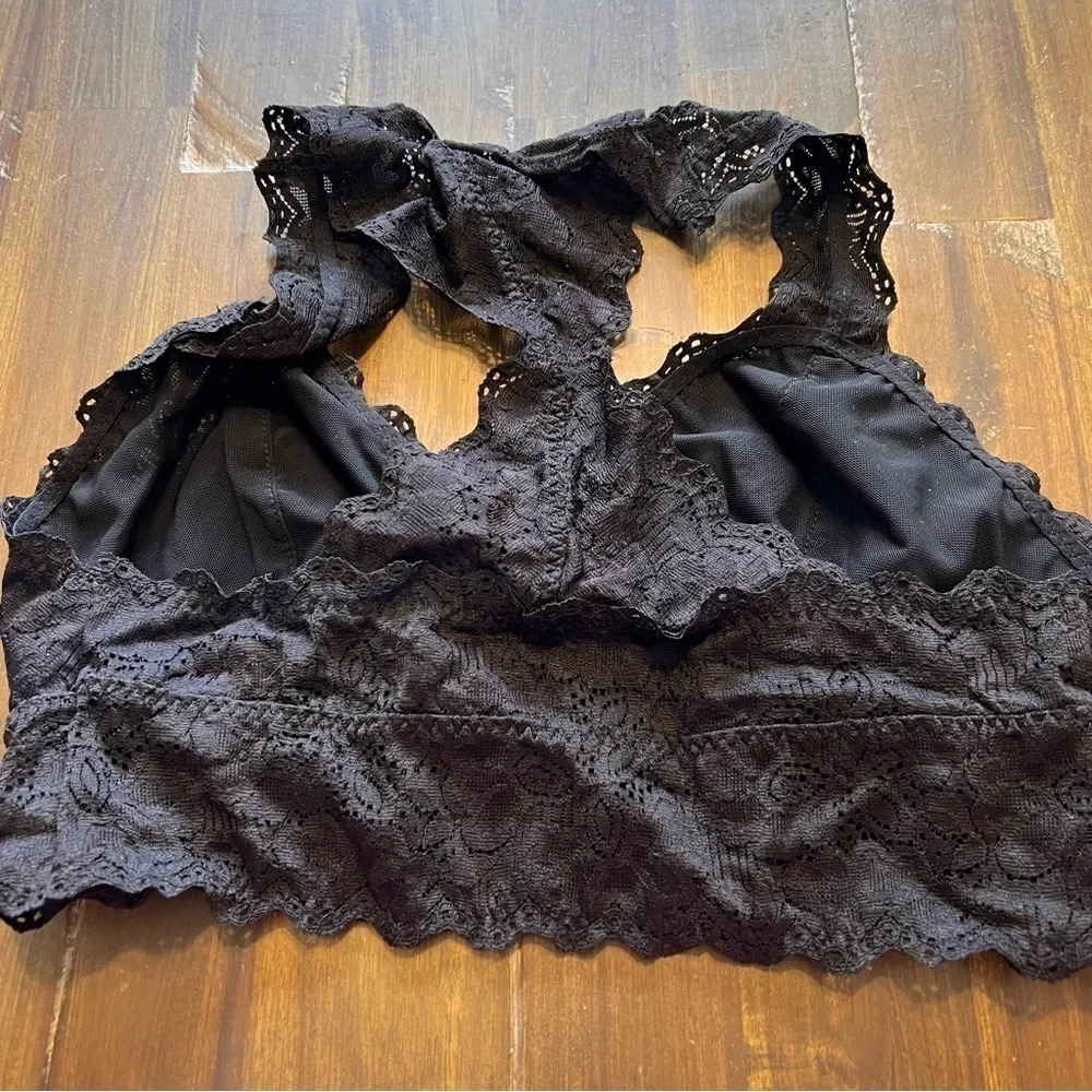 Felina Lace Bralette Black Sexy Small Crop Top - Picture 2 of 3